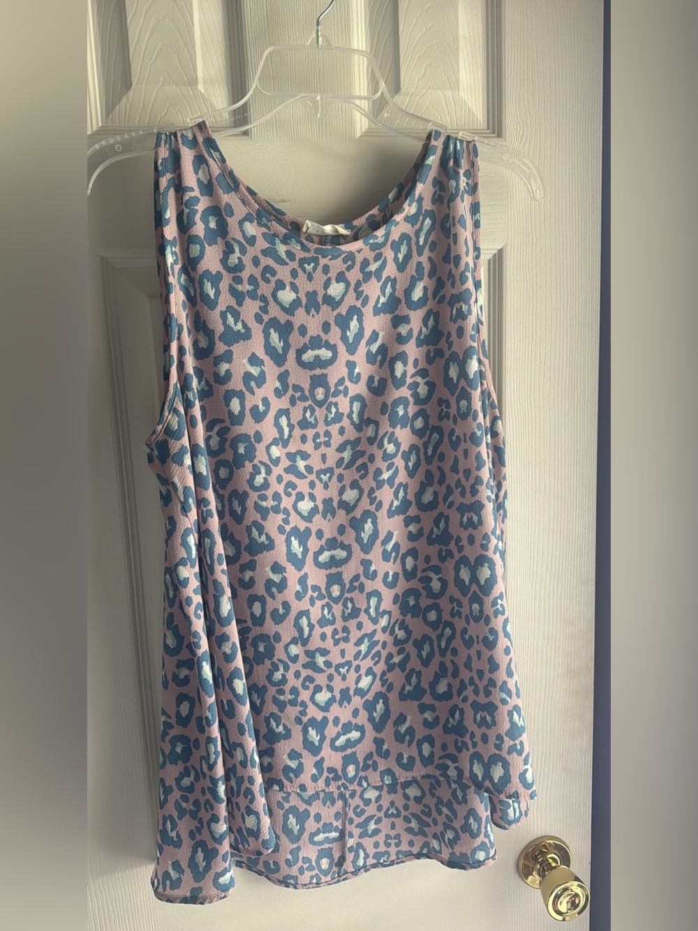 Adrienne Pink and Blue Leopard Print Tank Top